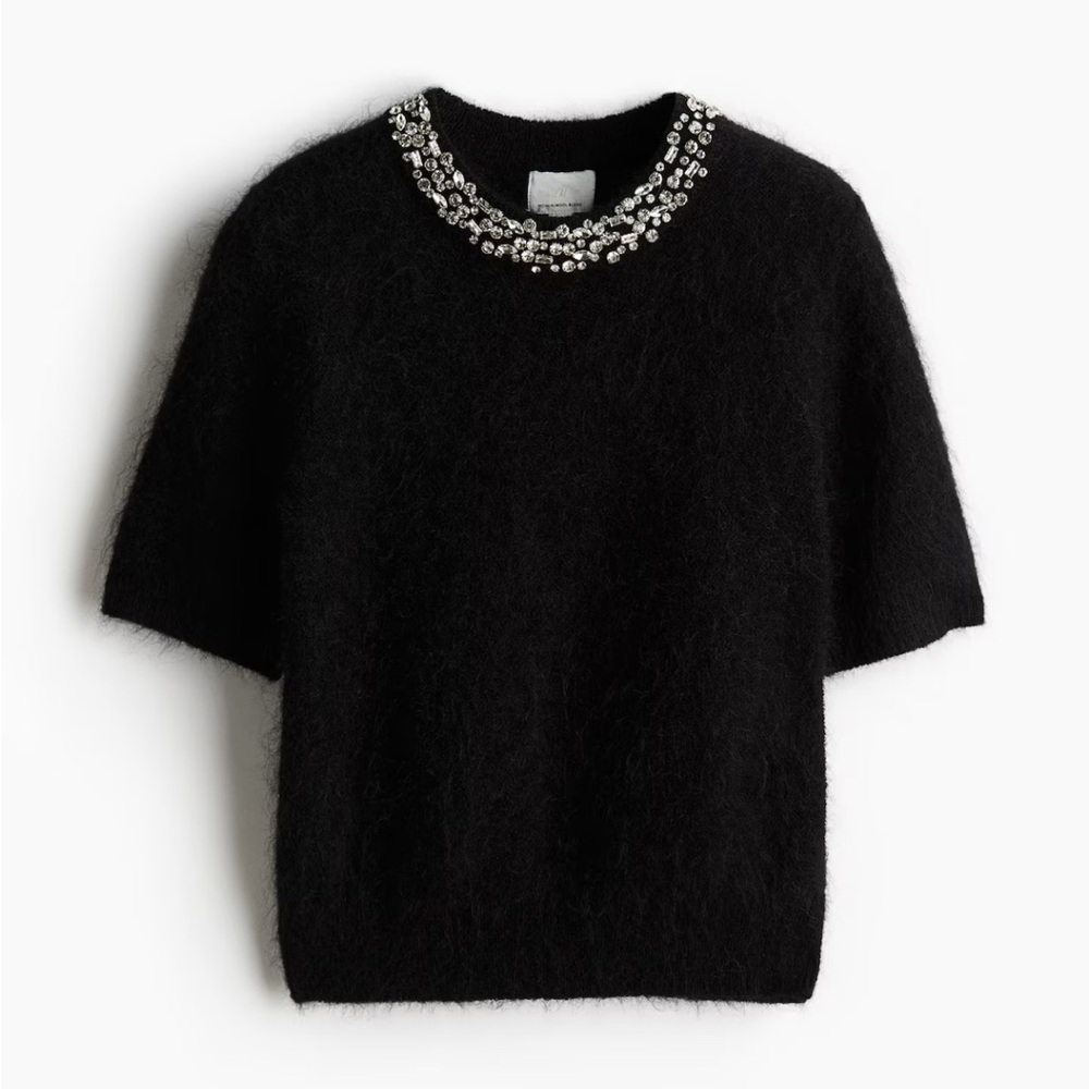 H&M Mohair BLEND RHINESTONE EMBELLISHED TOP
